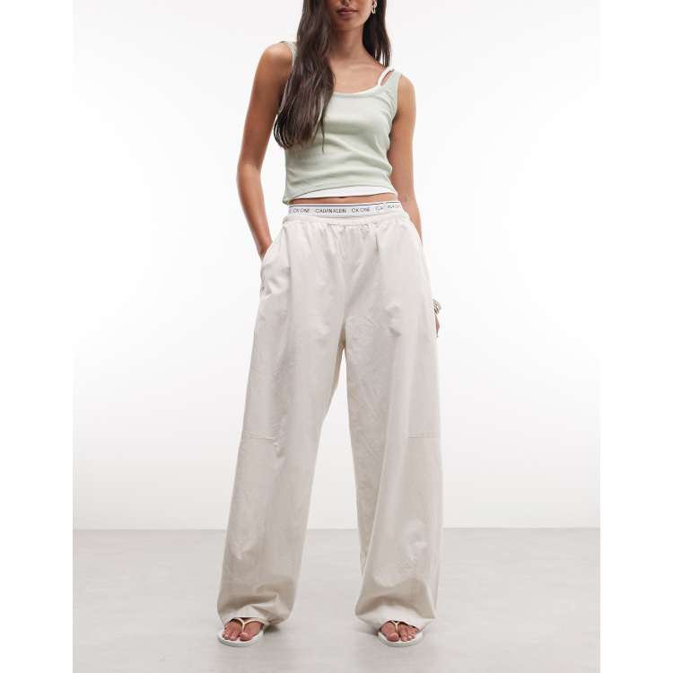Weekday barrel parachute pants in off white | ASOS
