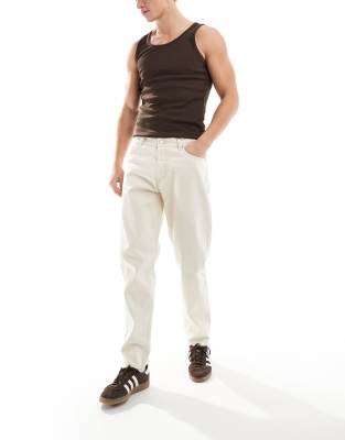 Weekday Barrel Relaxed Fit Tapered Jeans In Ecru-white