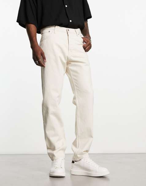 Weekday Barrel relaxed fit tapered leg jeans in ecru - view 1