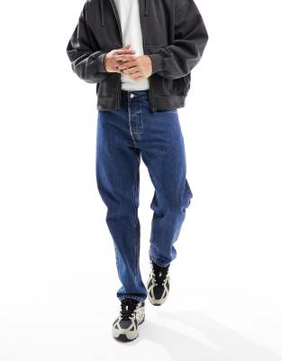 Weekday Barrel relaxed fit tapered leg jeans in nobel blue - ASOS Price Checker