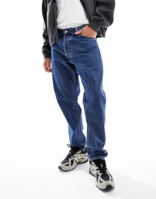 Weekday Barrel relaxed fit tapered leg jeans in nobel blue