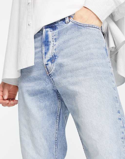 Weekday - Barrel - Ruimvallende toelopende jeans in lenteblauw, 3 van 4