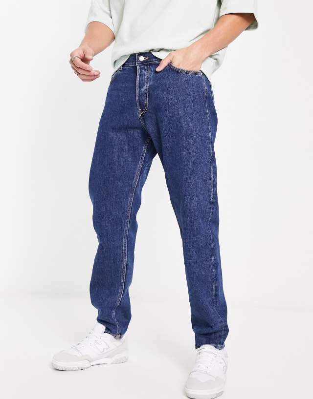 Weekday barrel tapered jeans in nobel blue