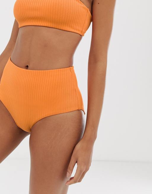 Weekday Bas de bikini taille haute Orange