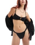 [Weekday] Weekday Bay scoop neck bikini top with keyhole detail in black M Black