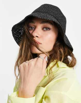 Weekday Beam Straw Bucket Hat In Black ModeSens