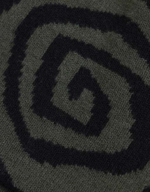 Weekday beanie with wave jacquard graphic in dark brown, 2 of 3