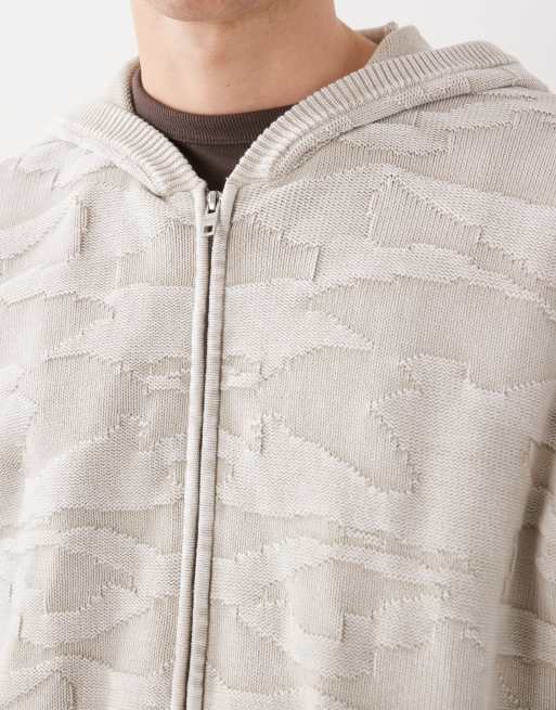 Weekday – Beige huvtröja med boxig passform i strukturerad jacquardväv, 5 av 5