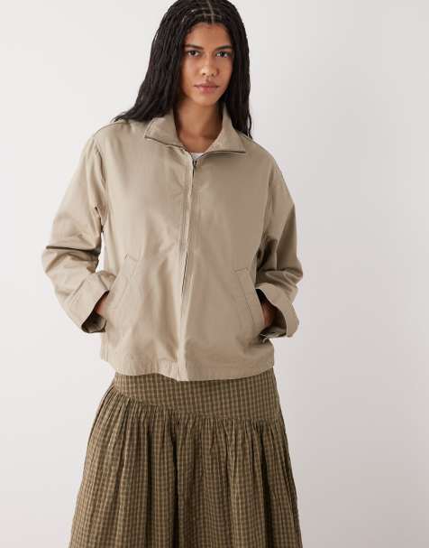 Weekday – Beige, ledig jacka med ståkrage - view 1