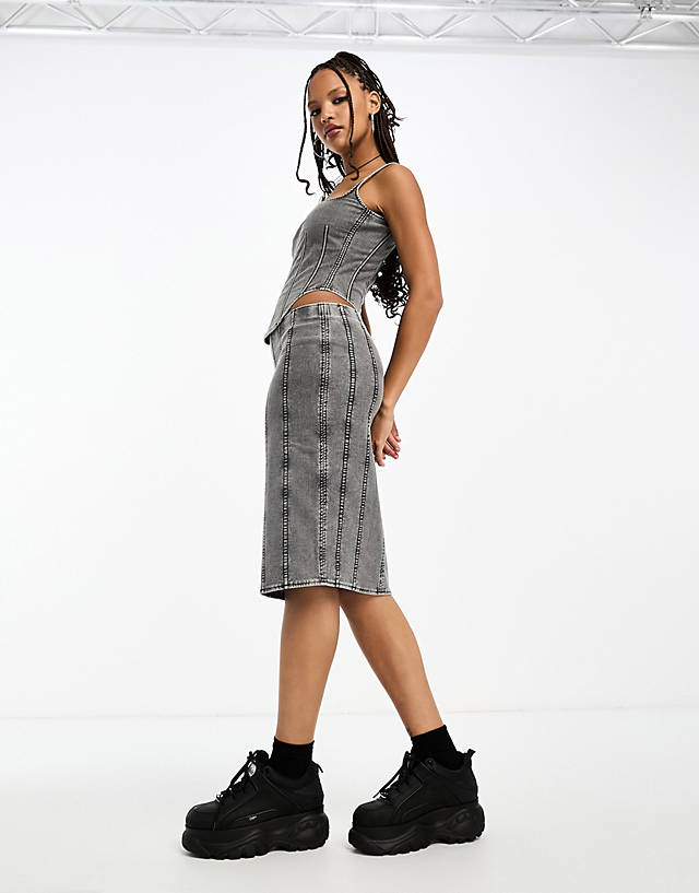 Weekday - bell co-ord midi skirt in washed black