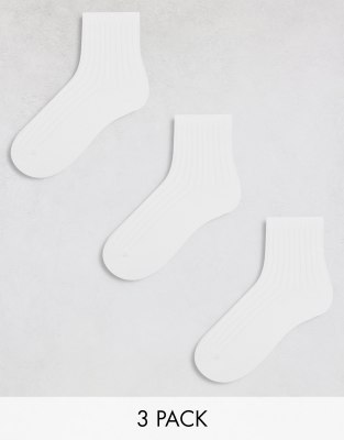 Weekday Bella 3-pack ribbed socks in white