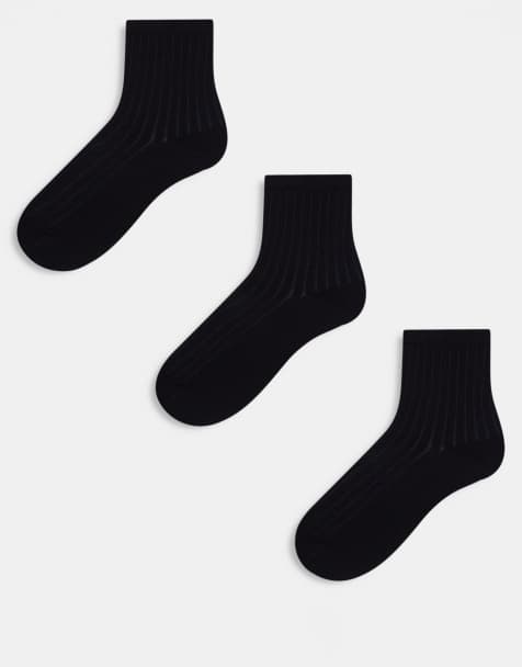 Weekday – Bella – Gerippte Socken in Schwarz im 3er-Pack - view 1
