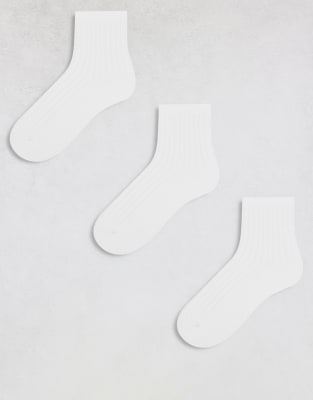 Weekday - Bella - Lot de 3 paires de chaussettes côtelées - Blanc