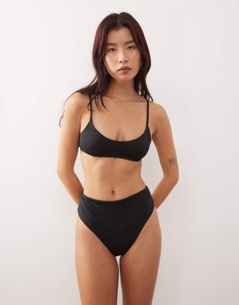 Weekday – Bella – Mix & Match – Bikinihose in Schwarz mit hohem Bund - view 1