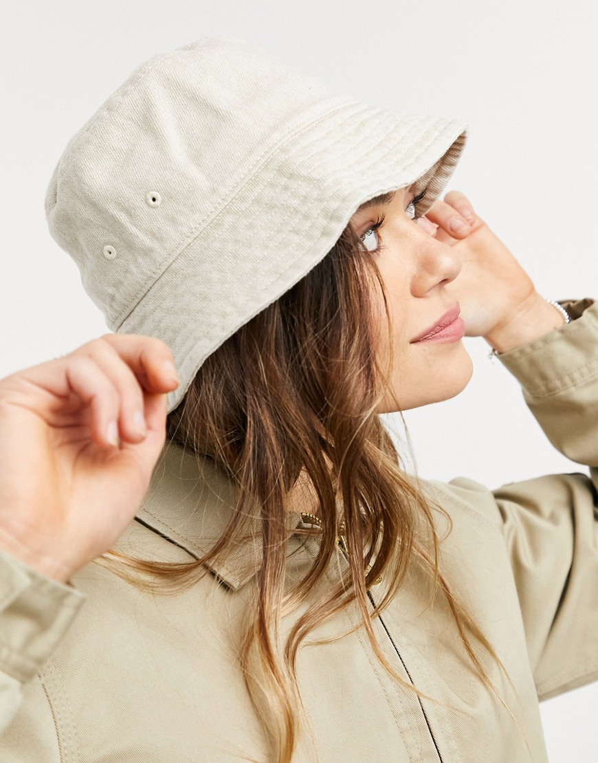 Weekday Berg organic blend cotton and linen bucket hat in beige-Neutral