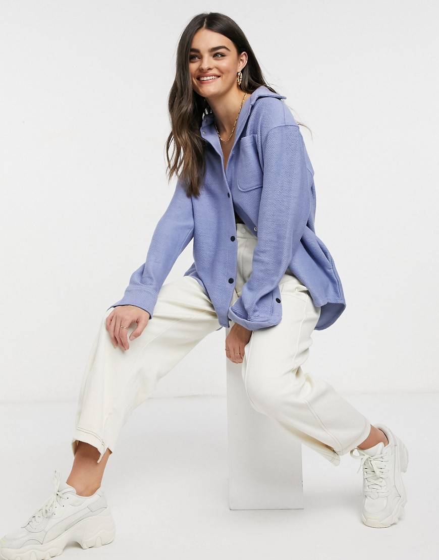Weekday Betsey organic cotton overshirt in blue-Blues