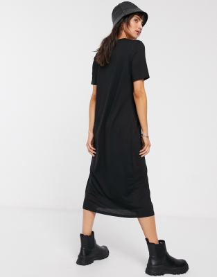 asos design tie back cross front split maxi beach dress in black