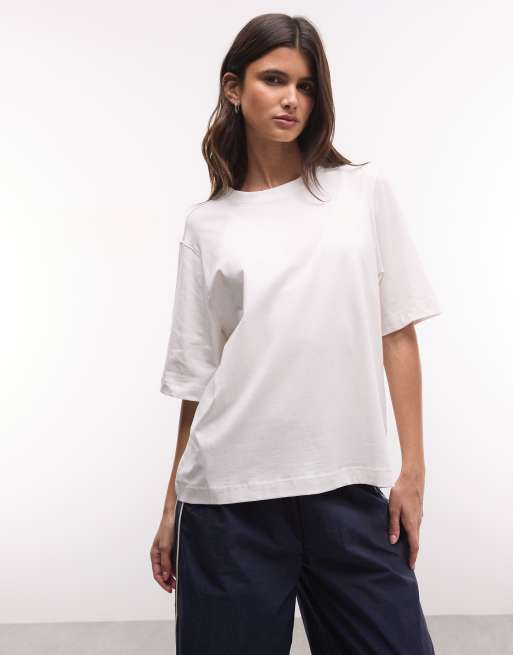 Weekday – Biały T-shirt o pudełkowym kroju oversize, 2 z 4