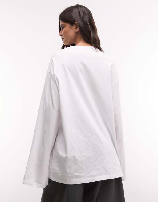 Weekday – Biały top oversize z długimi rękawami, 2 z 4