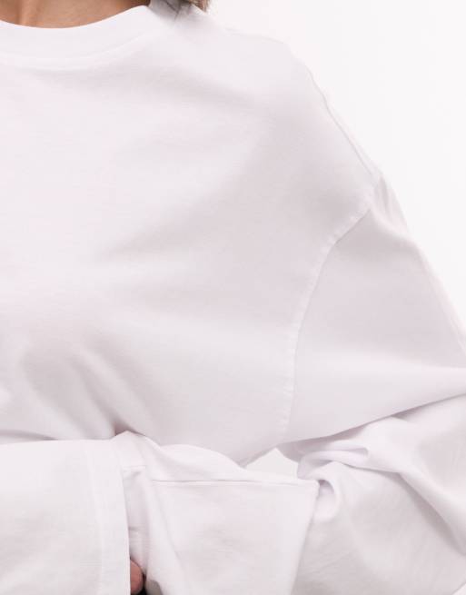 Weekday – Biały top oversize z długimi rękawami, 4 z 4