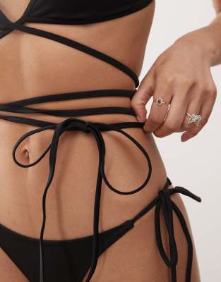 Weekday Strappy Bikini Bottoms In Black