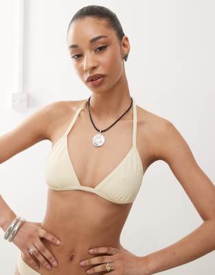 Weekday Ribbed Triangle Bikini Top In Yellow