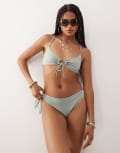[Weekday] Weekday bikini top with keyhole detail in sage green XS Sage green
