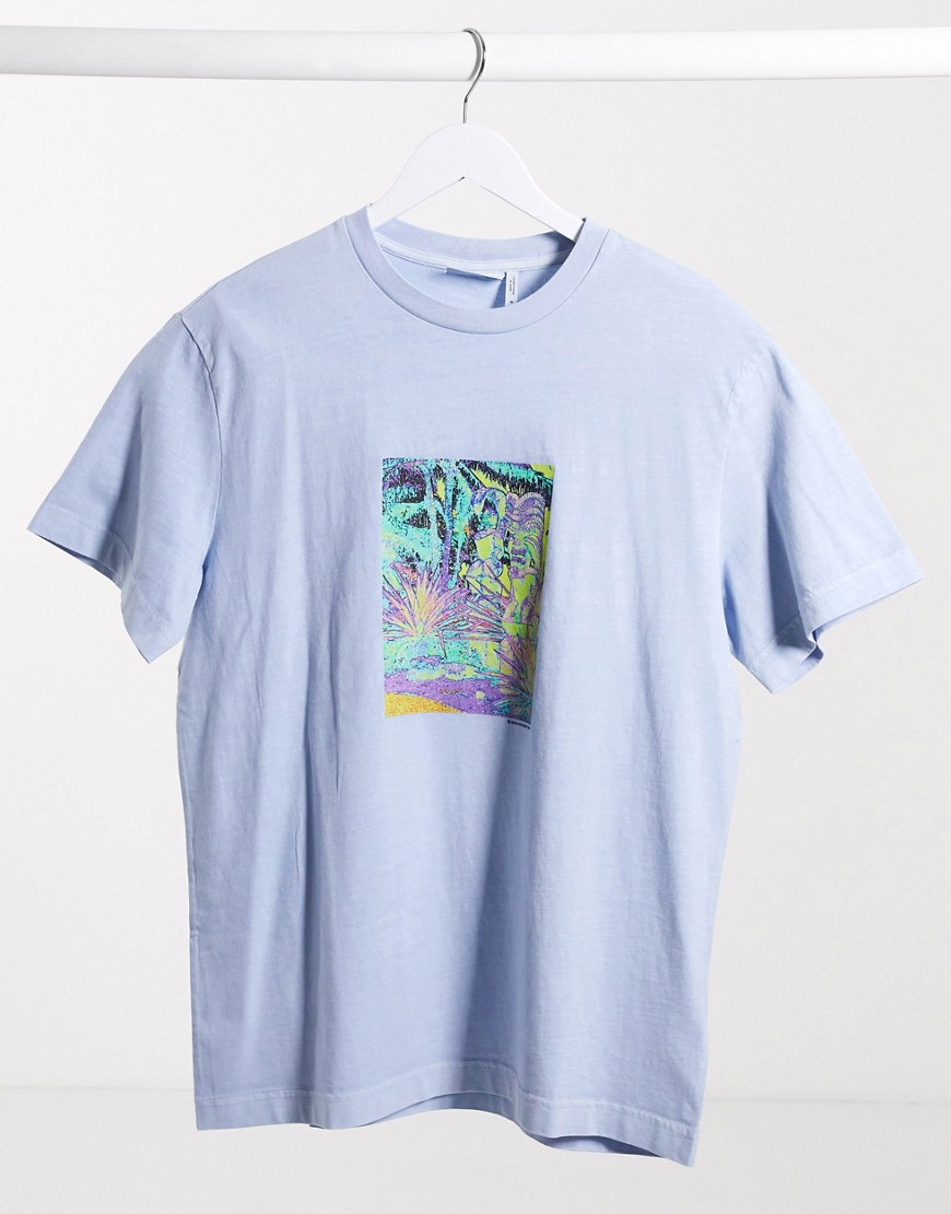 Weekday - Billy - Kontiki - T-shirt met wassing in blauw