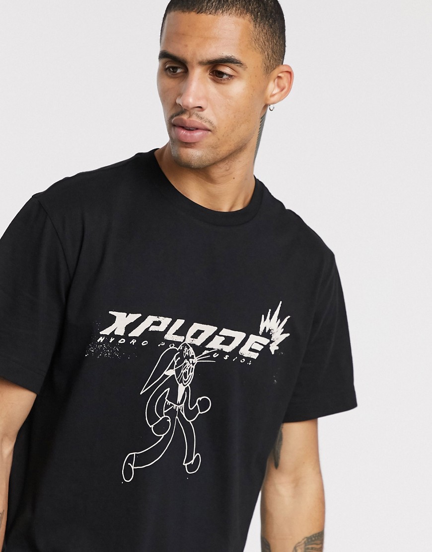 Weekday - Billy - T-shirt met 'Xplode'print in zwart