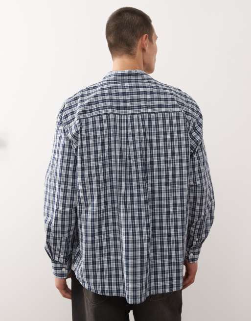 Weekday - Blå oversized skjorte med tern, 3 af 5