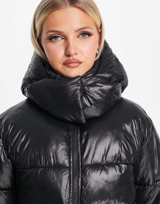 High shine puffer store jacket women's