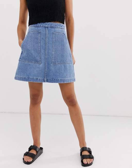Weekday – Blauer Jeansrock in A-Linie, 4 von 4