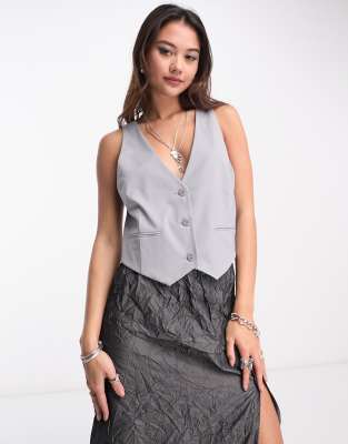 Weekday Weekday Blaze waistcoat in grey melange