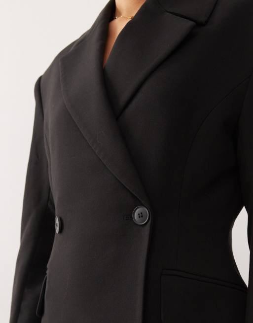 Weekday - Blazer à double boutonnage d'ensemble de qualité supérieure - Noir, 2 de 4