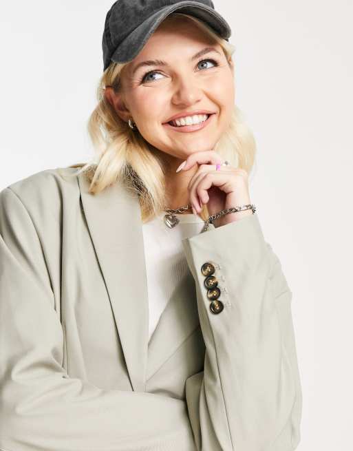 Weekday blazer co-ord with cuff button detail in beige, 3 of 4