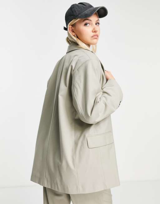 Weekday blazer with cuff button detail in beige (part of a set), 2 of 4