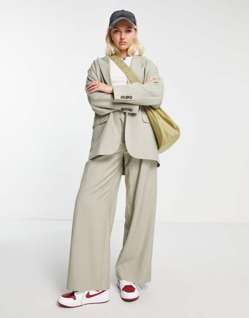 Weekday blazer with cuff button detail in beige (part of a set), 4 of 4