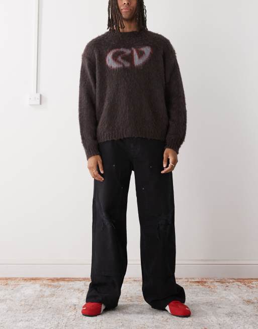 Weekday – Bleksvarta arbetsbyxor i oversize av canvas, 2 av 5