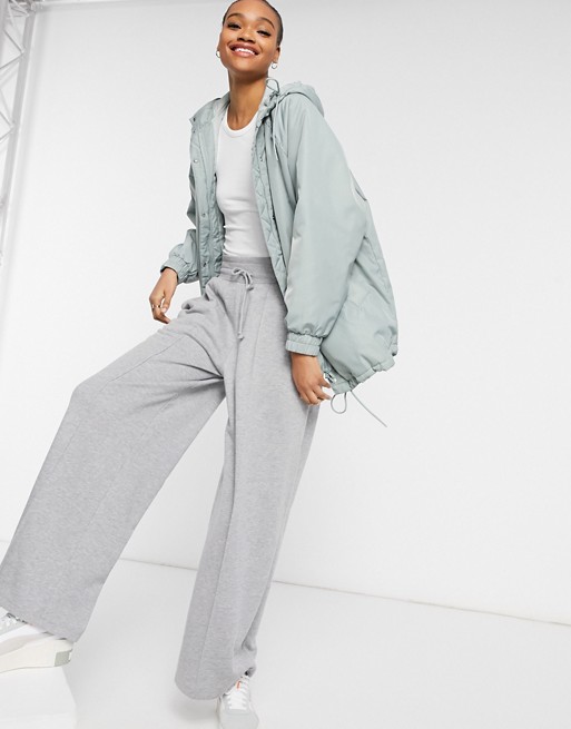 Weekday Boden padded oversize jacket with hood in sage green