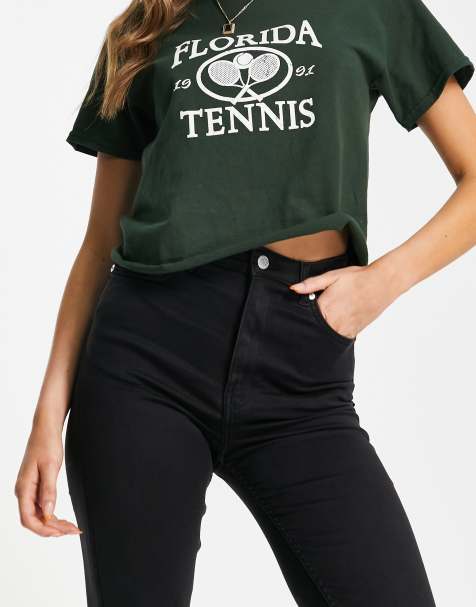 Weekday Body cotton blend skinny high waisted jeans in black  - BLACK