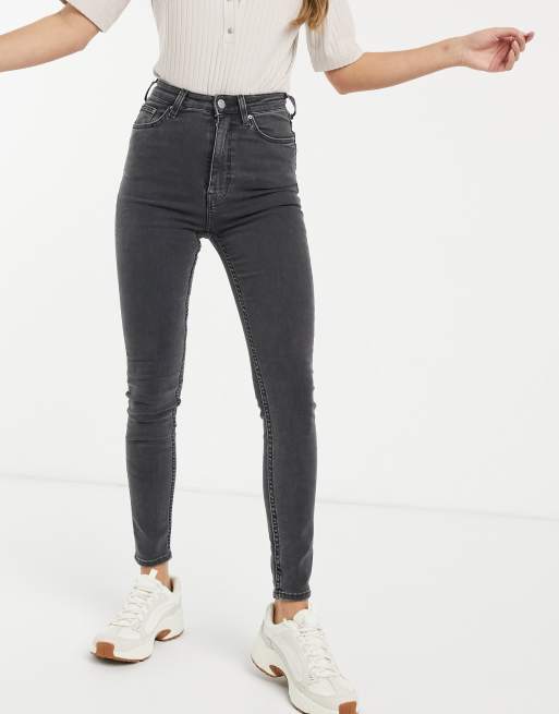 Weekday Body high waist super skinny jeans with cotton in black - BLACK