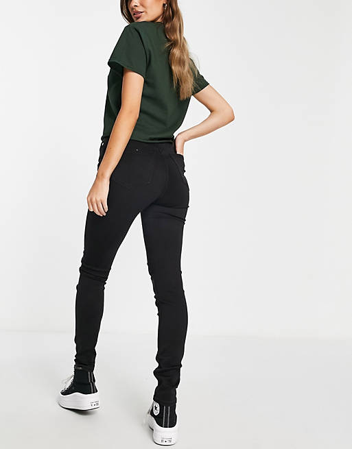Women Weekday Body organic cotton blend skinny high waisted jeans in black 