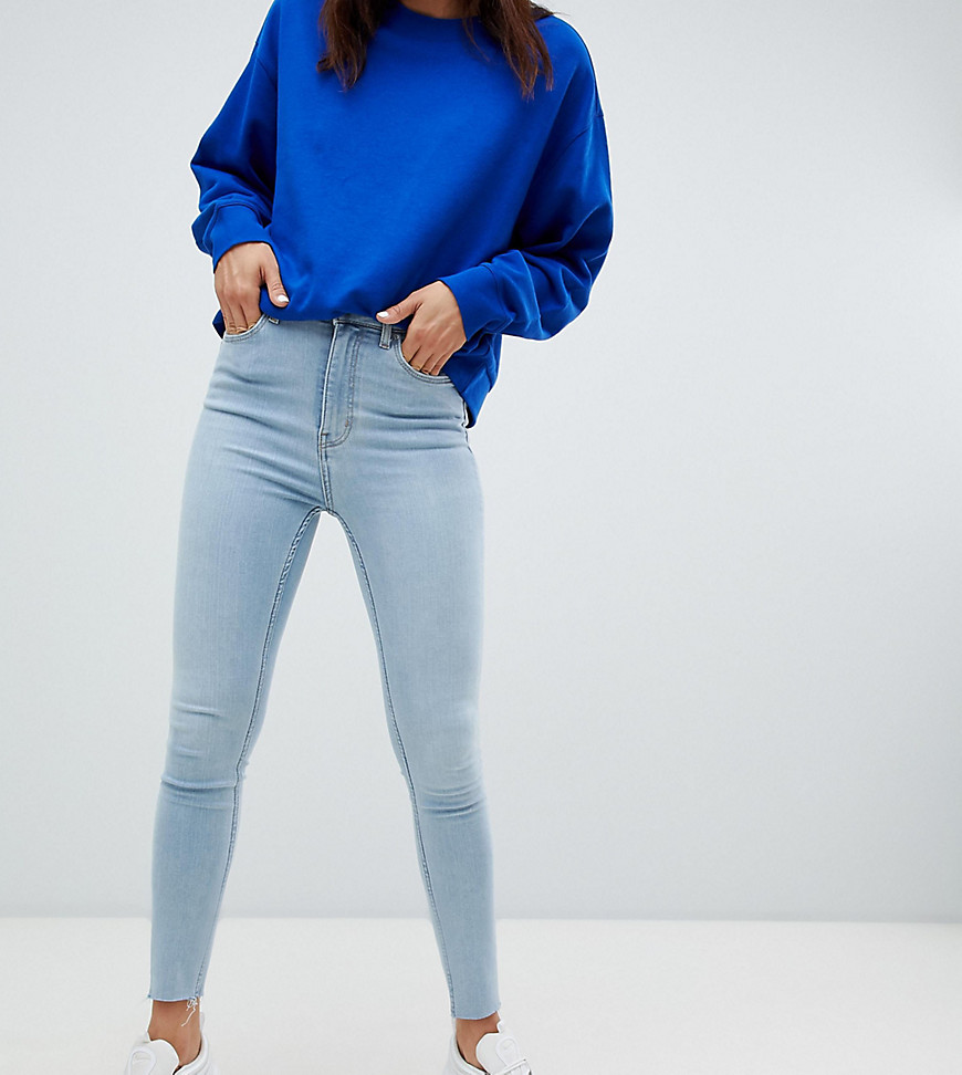 Weekday - Body - Superstretch skinny jeans met hoge taille en onafgewerkte zoom-Blauw
