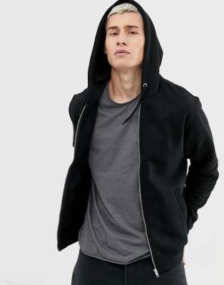 Weekday Bom zip hoodie in black