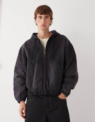 Weekday - Bomber à capuche - Noir délavé