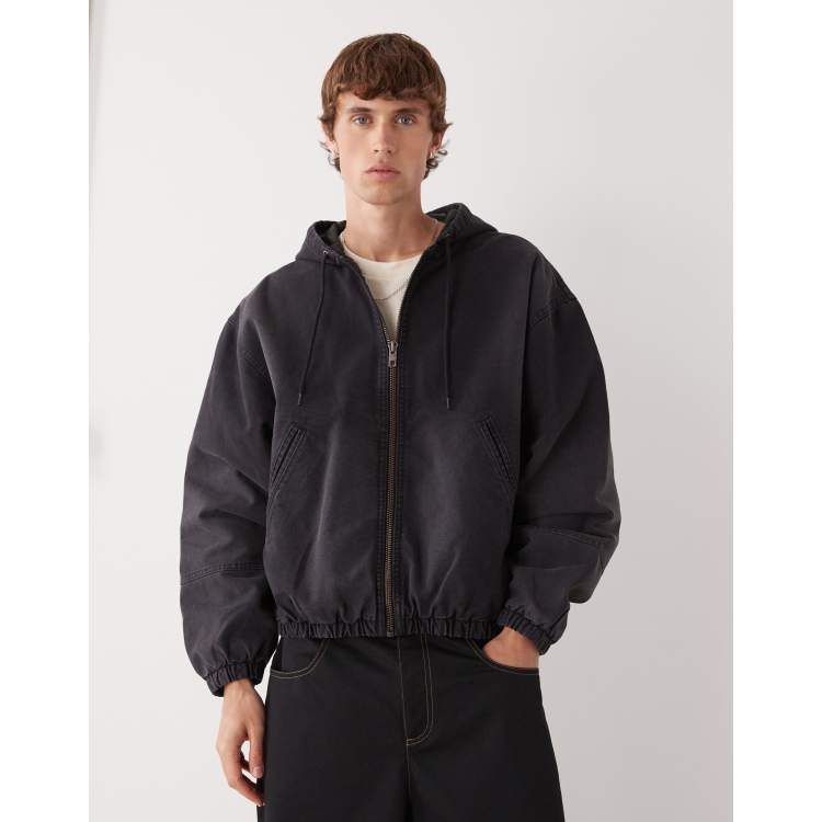 ジャケット・アウター hooded bomber jacket Forever 21 Men's Hooded Cargo Bomber Jacket, Olive/Black at