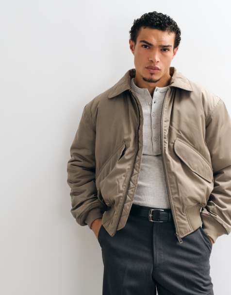 Weekday bomber oversize avec col en beige foncé - view 1