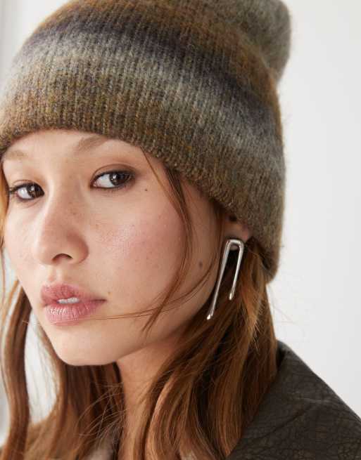 Weekday - Bonnet duveteux en laine et alpaga mélangés effet dégradé - Marron, 3 de 4