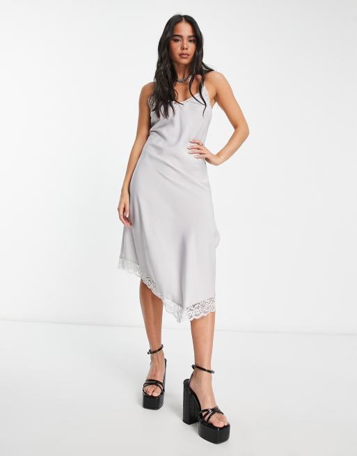 MIDI SLIP DRESS - Gray