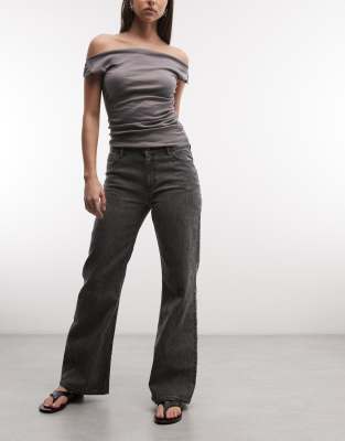 Weekday bootcut trousers in dark grey wash
